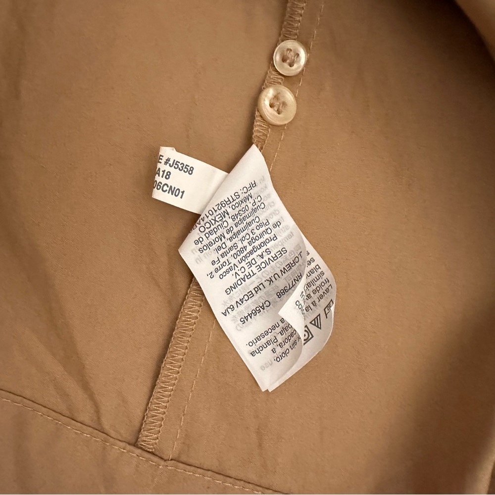 J. Crew Tie-Waist Shirtdress in cotton poplin Tan khaki color Size 4(#2) - Picture 10 of 16